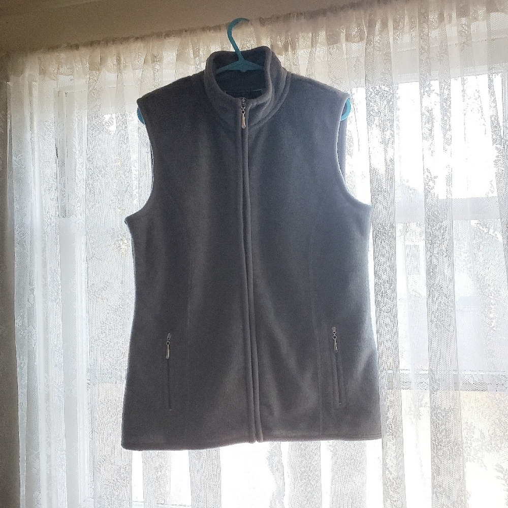 gray zip-up vest